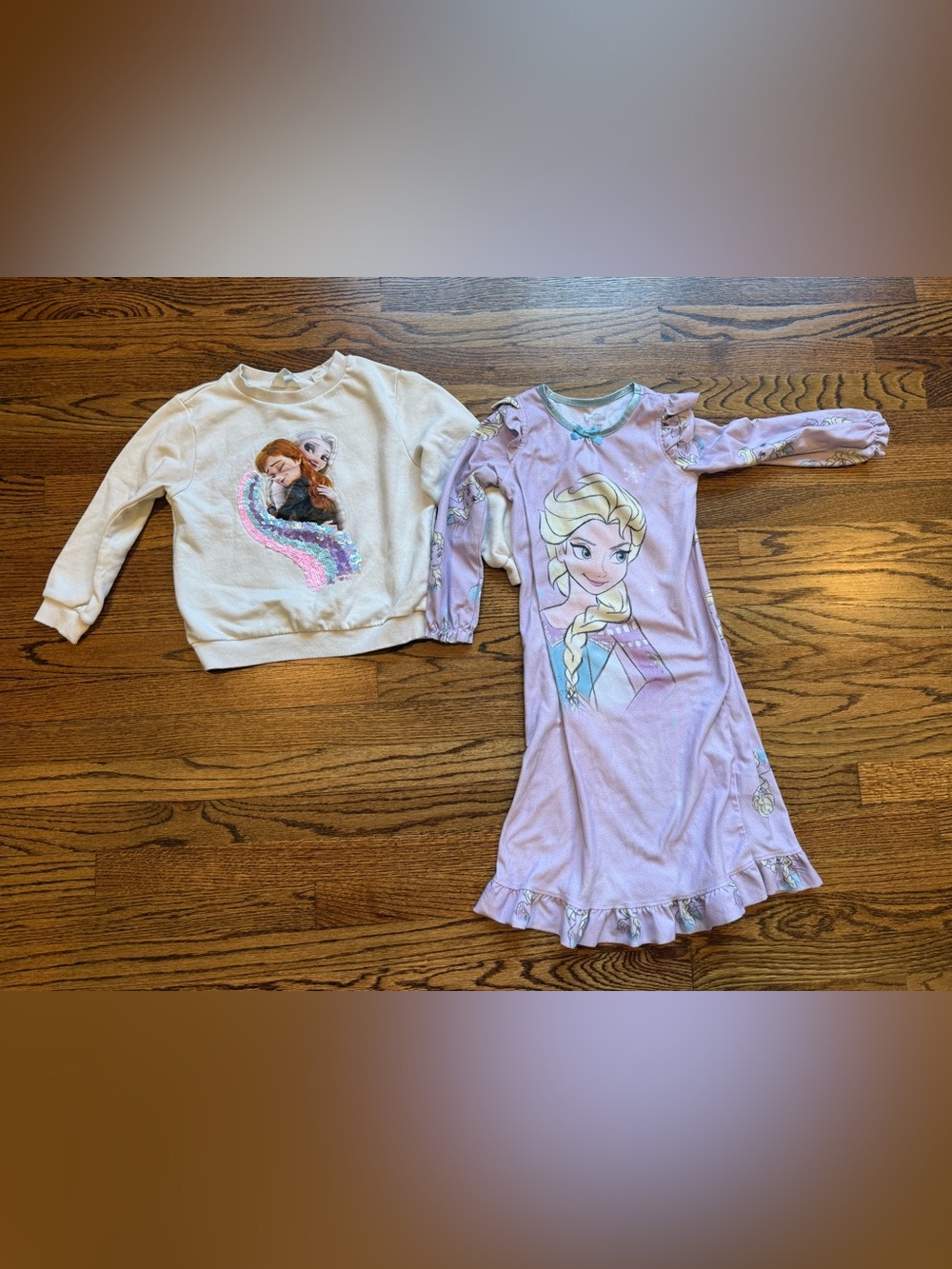 BUNDLE Disney Frozen Girls' Elsa & Anna Sweater and Nightgown - 5T